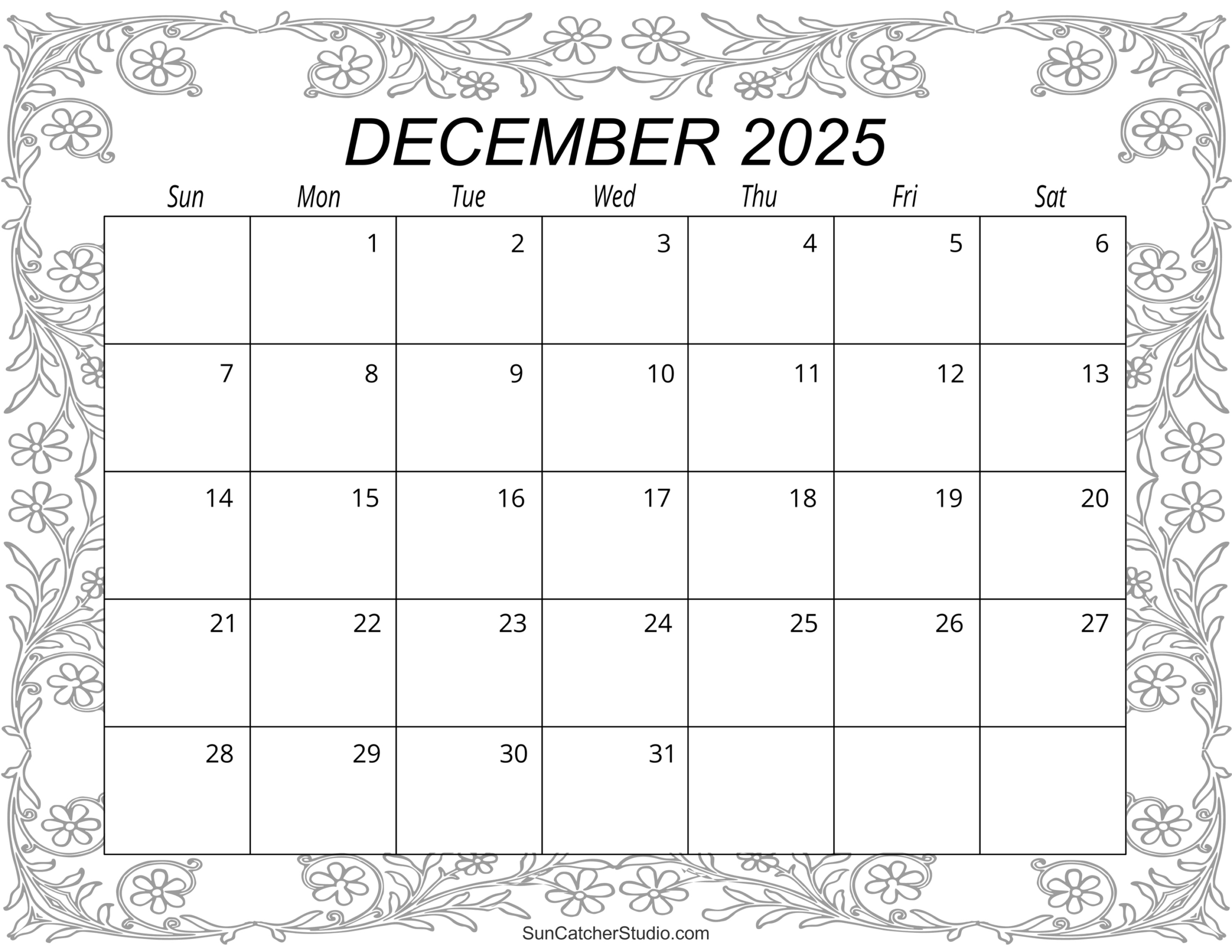 December 2025 Calendar (Free Printable) – Free Printables regarding December 2025 Calendar Printable Free Download Word