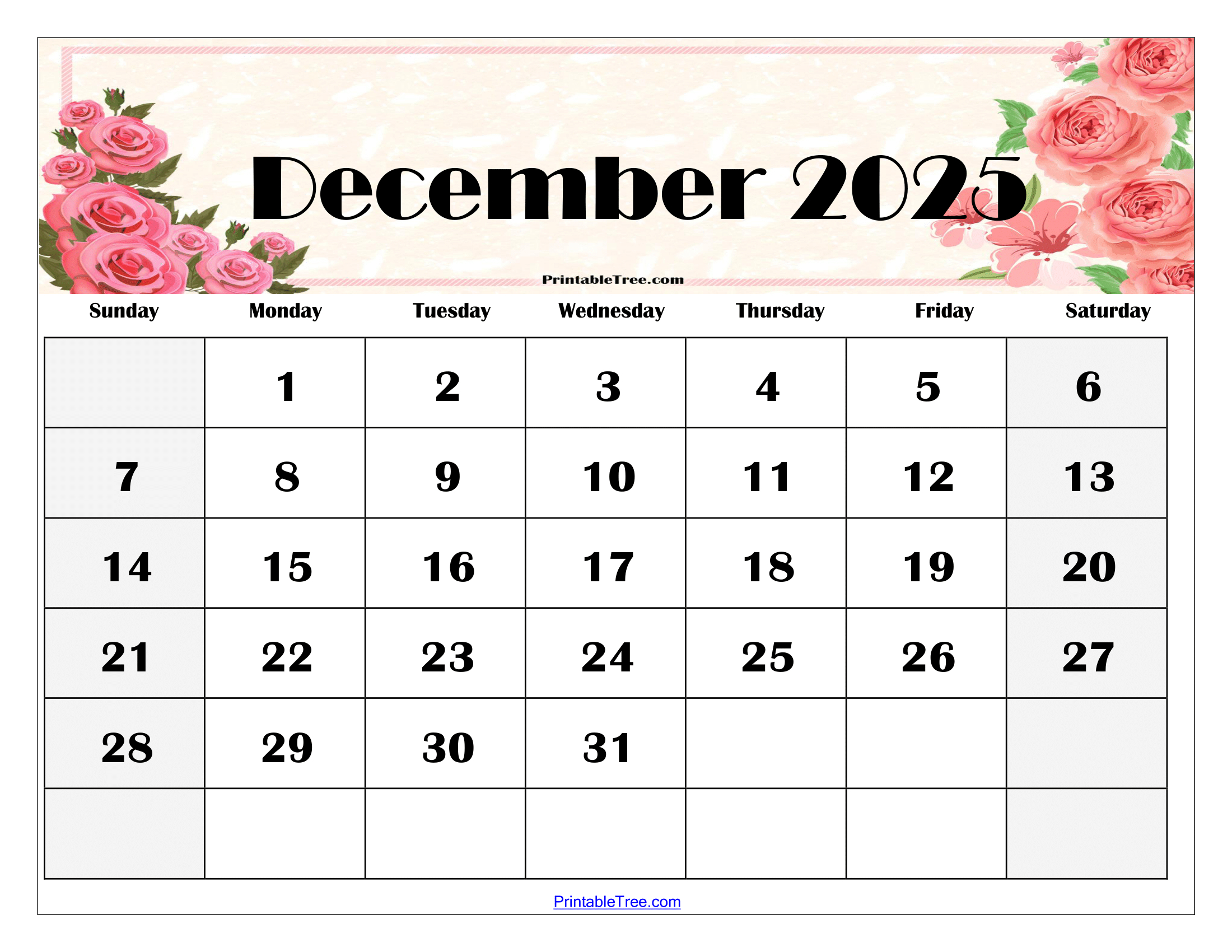 December 2025 Calendar Printable Pdf Template With Holidays intended for December Calendar 2025 With Holidays Printable