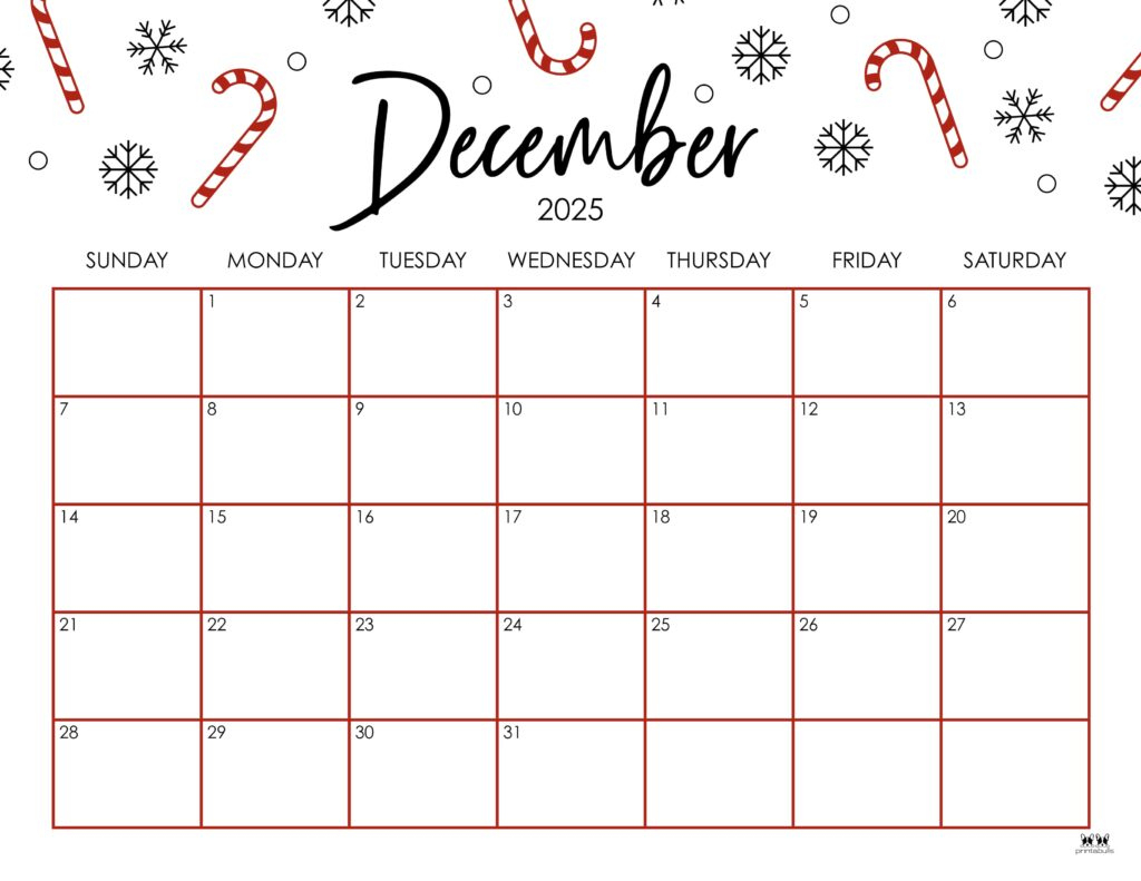December 2025 Calendars - 107 Free Printables | Printabulls pertaining to December 2025 Calendar Free Printable