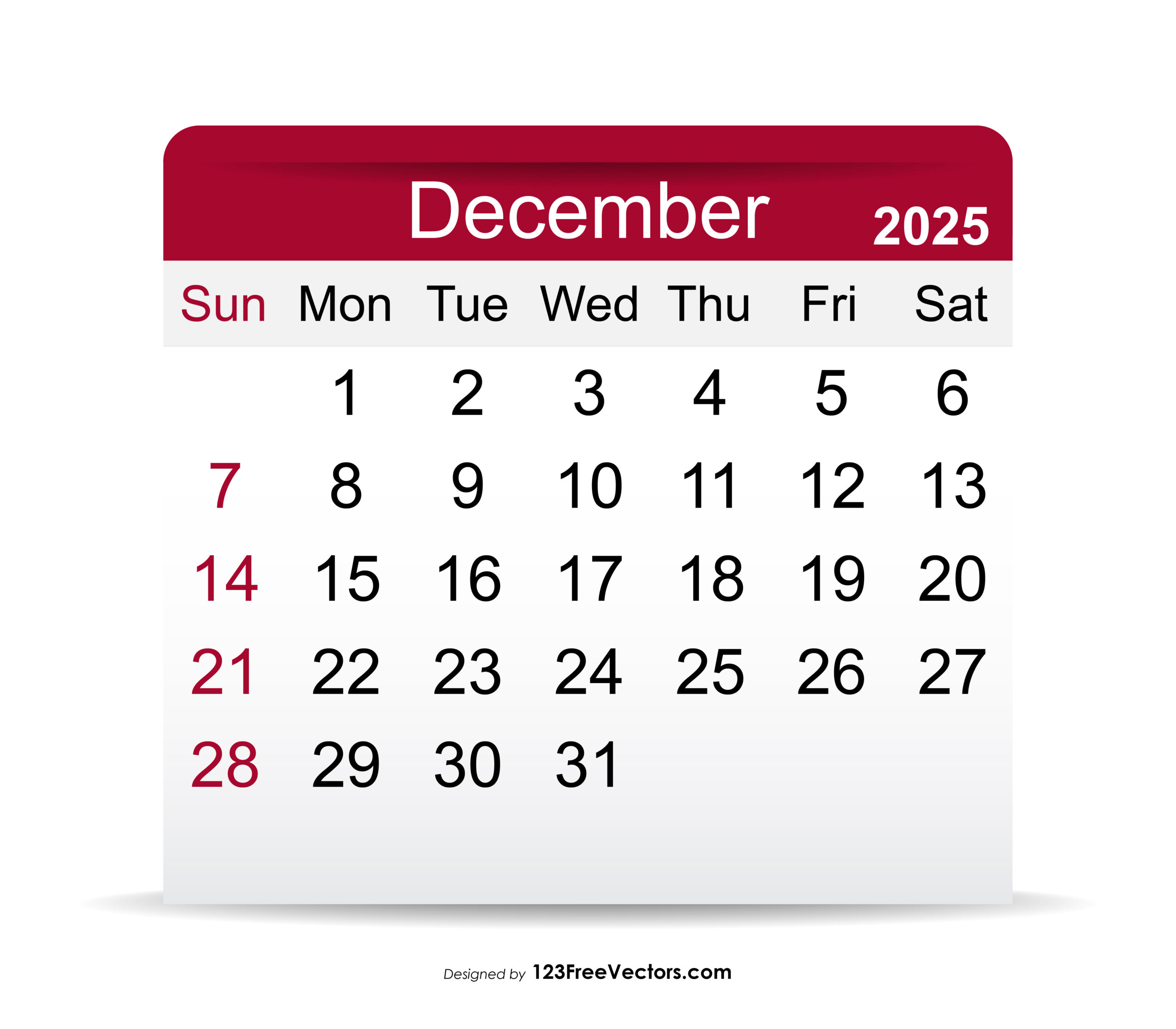 Free Download 2025 December Calendar in Calendar December 2025 2008 Printable