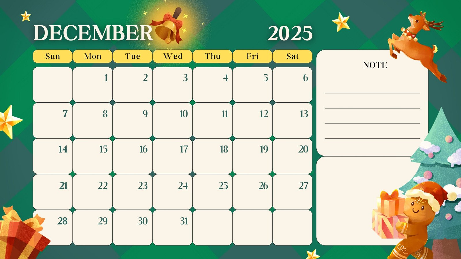 Free, Printable December 2025 Calendar Templates | Canva intended for Free Printable December 2025 Christmas Calendar