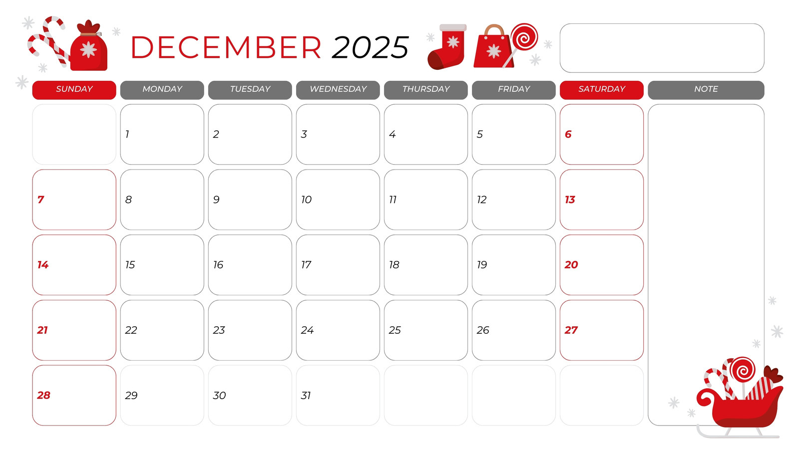 Free, Printable December 2025 Calendar Templates | Canva regarding Free Printable Christmas December 2025 Calendar