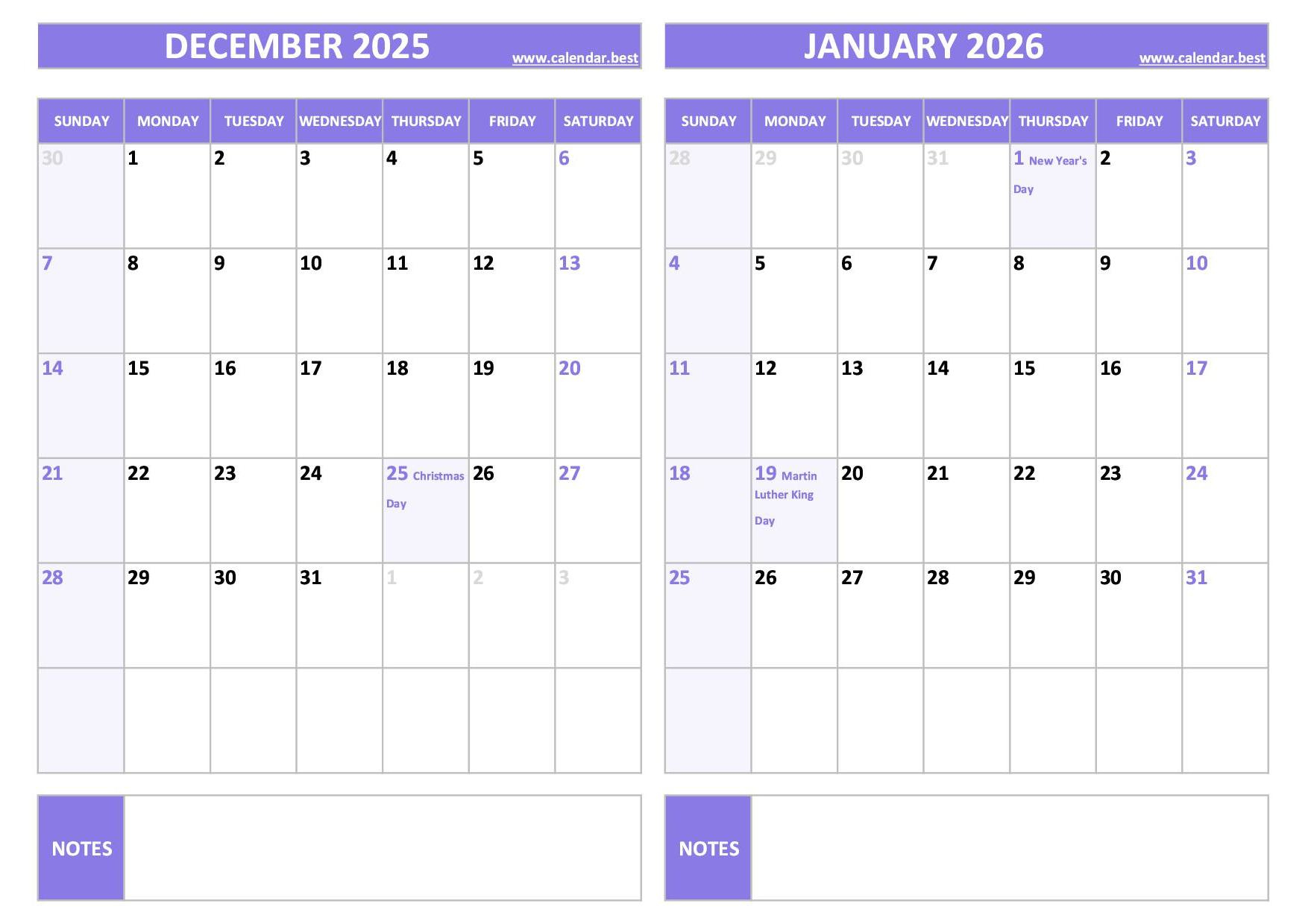 Printable December 2025 And January 2026 Calendar - Free Pdf & Jpg intended for December 2025 January 2026 Calendar With Holidays Printable