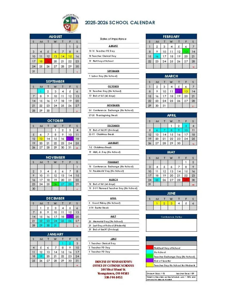 2025-2026 Doy Catholic Schools Calendar Available | The Catholic with regard to Catholic Education School Calendar 2026