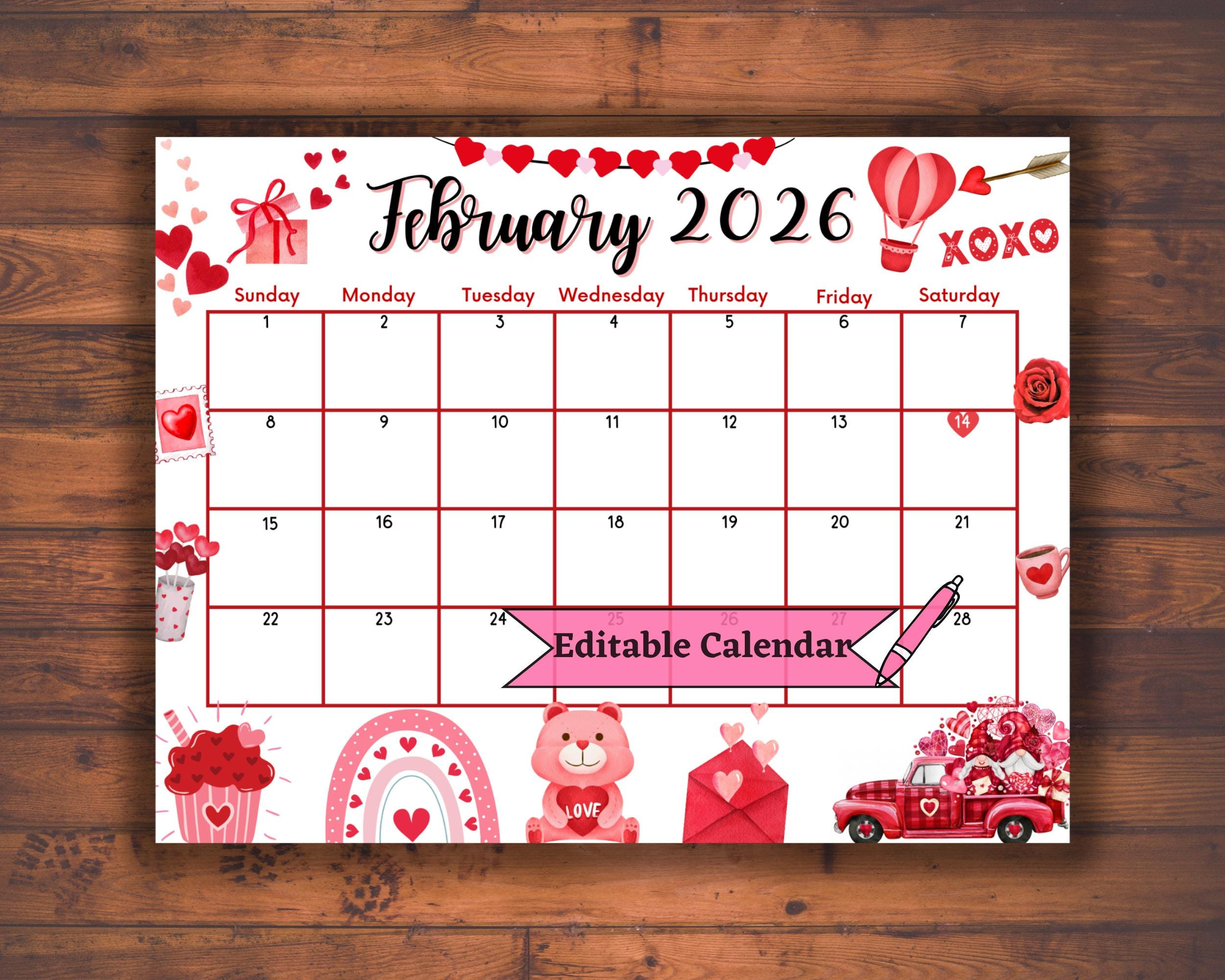 2025 National Day 2021 Calendar Valentine&amp;amp;#039;S Day Editable in National Day Calendar February 2026