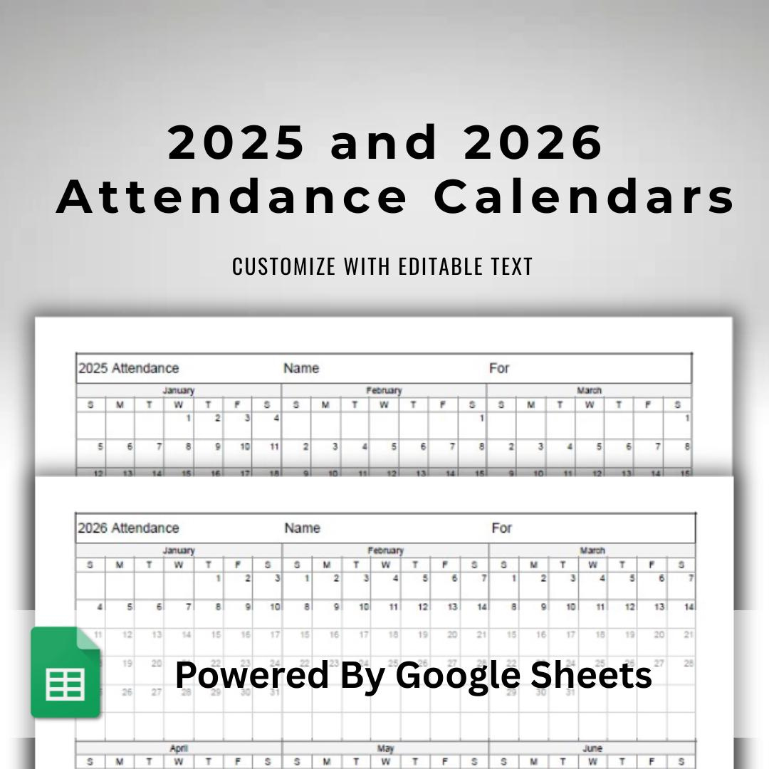2026 Attendance Calendar - Etsy pertaining to Homeschool Attendance Calendar 2026 - 2027