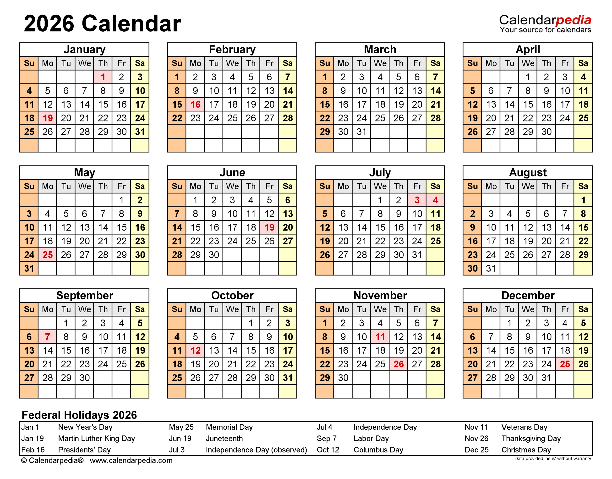 2026 Calendar - Free Printable Pdf Templates | Calendarpedia in 2026 Attendance Calendar Template