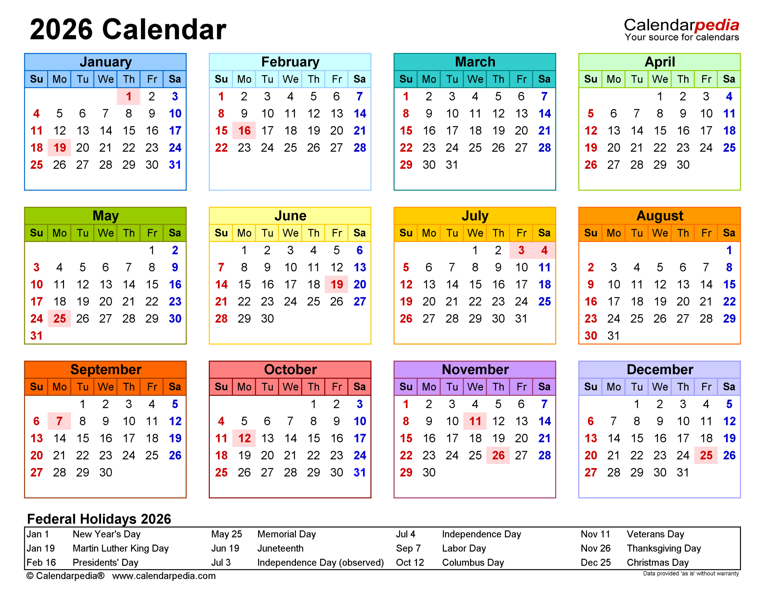 2026 Calendar - Free Printable Pdf Templates | Calendarpedia pertaining to Absence Calendar 2026 Free Download
