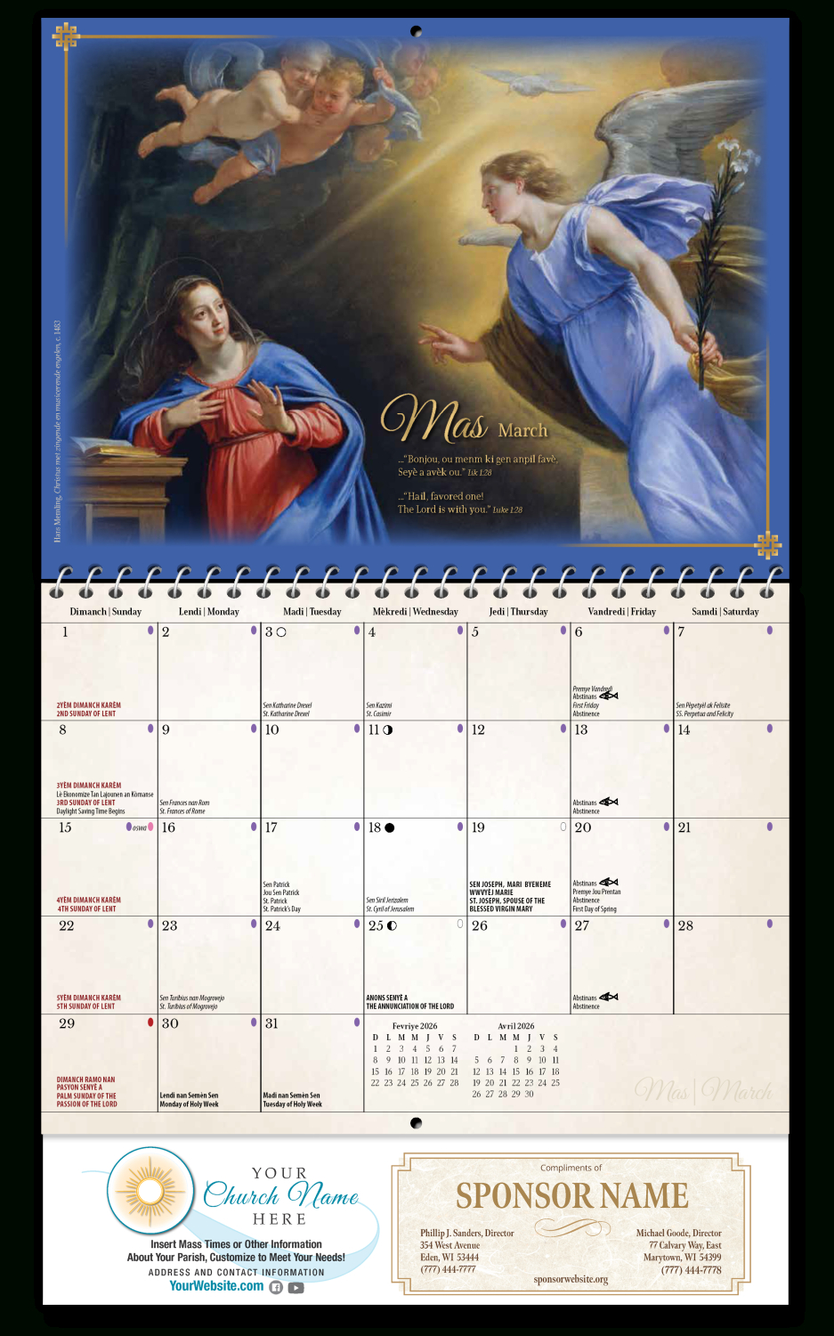 2026 Calendars | Blue Mound Graphics inside Catholic Calendar 2026