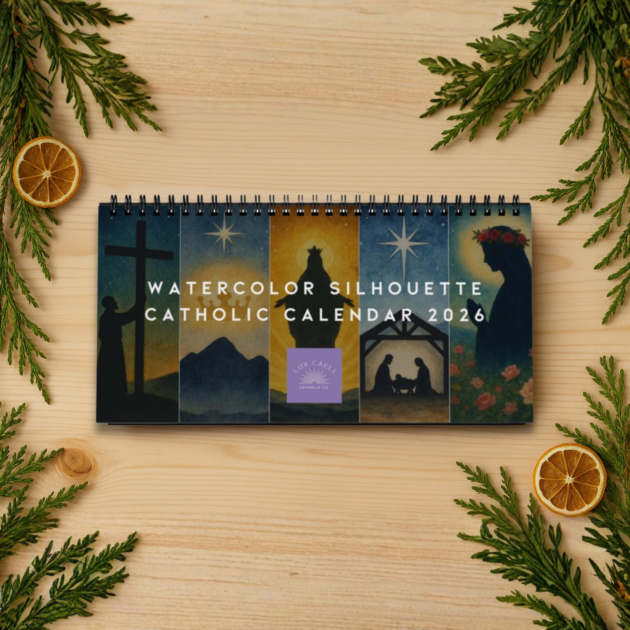 2026 Catholic Calendar: Watercolor Silhouette Desk Planner within Catholic Desk Calendar 2026