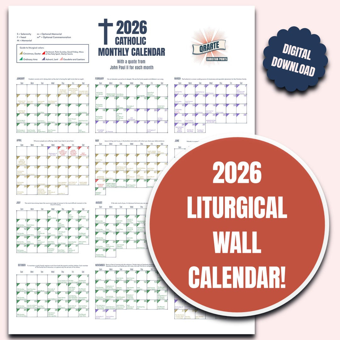 2026 Color-Coded Liturgical Calendar - Instant Download Catholic Planner -  Etsy Sweden intended for Liturgical Calendar 2026 Canada