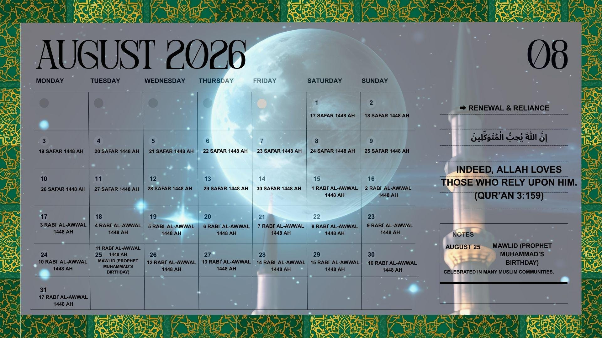 2026 Islamic Hijri Calendar: Muslim Prayer &amp;amp; Ramadan Planner with regard to Islamic Calendar 2026 Muis