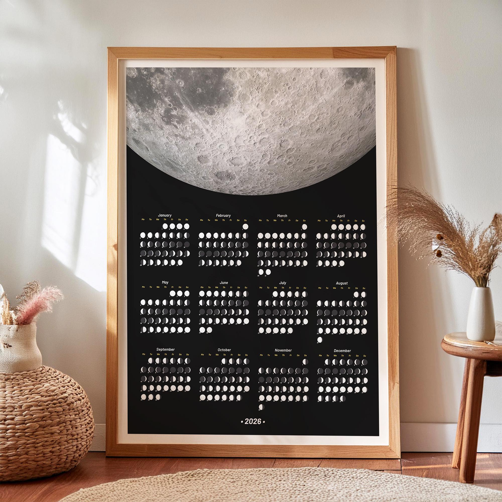 2026 Moon Calendar With Monthly Layout, Monday Starting - Etsy throughout Full Moon Calendar 2026 Australia