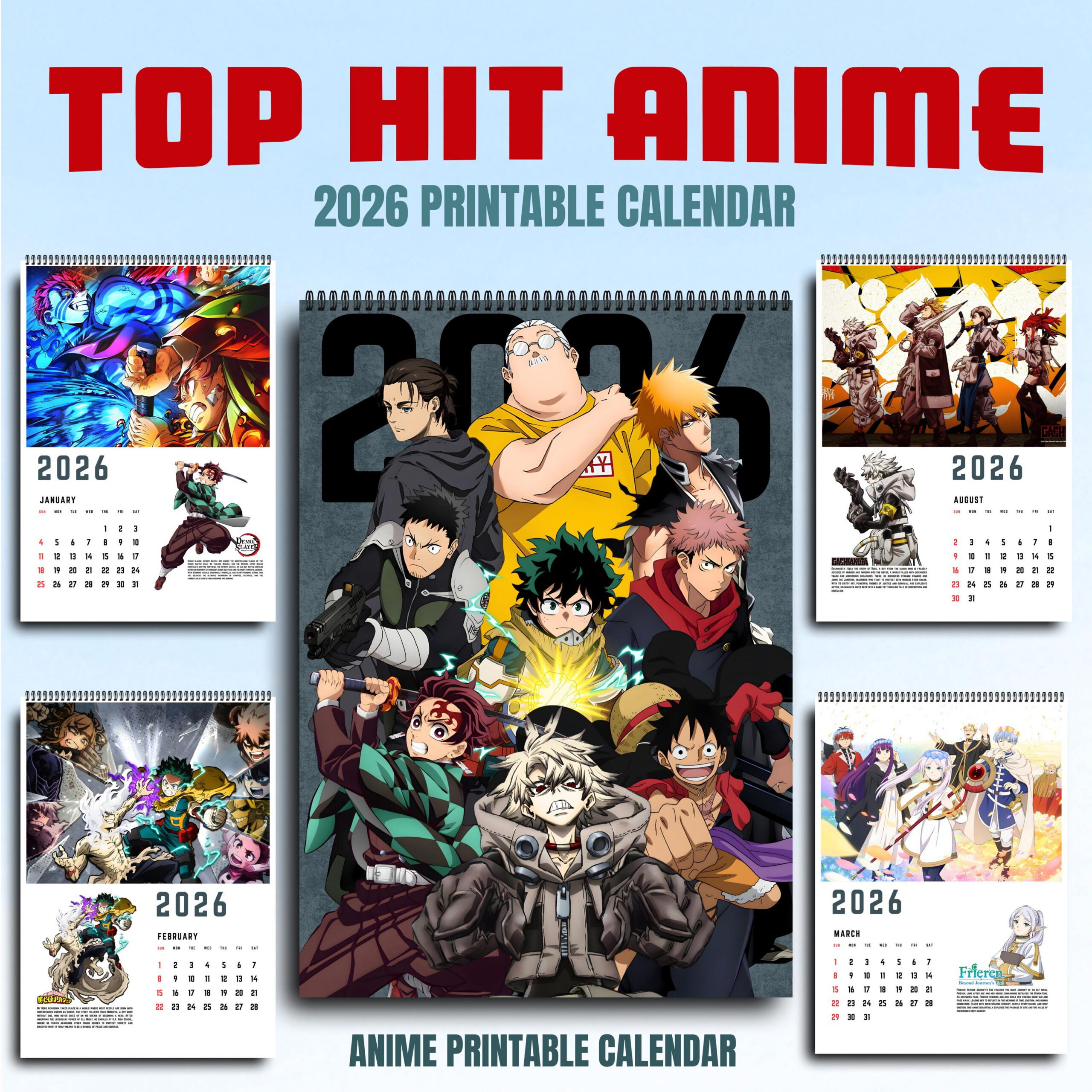 2026 Top Hit Anime Digital Printable Calendar Ready To Print Pdf regarding Anime Calendar 2026 Schedule
