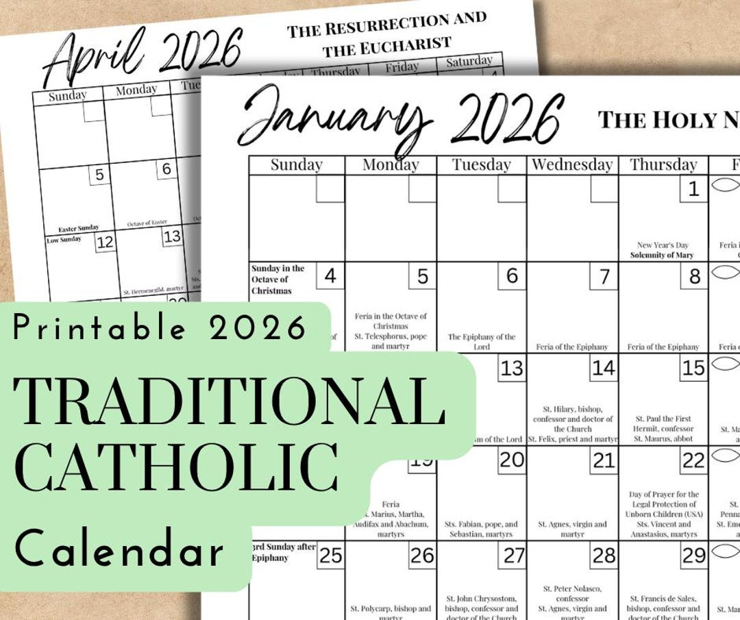 2026 Traditional Catholic Calendar | Liturgical Planner With Feast inside April 2026 Calendar With Catholic Holidays