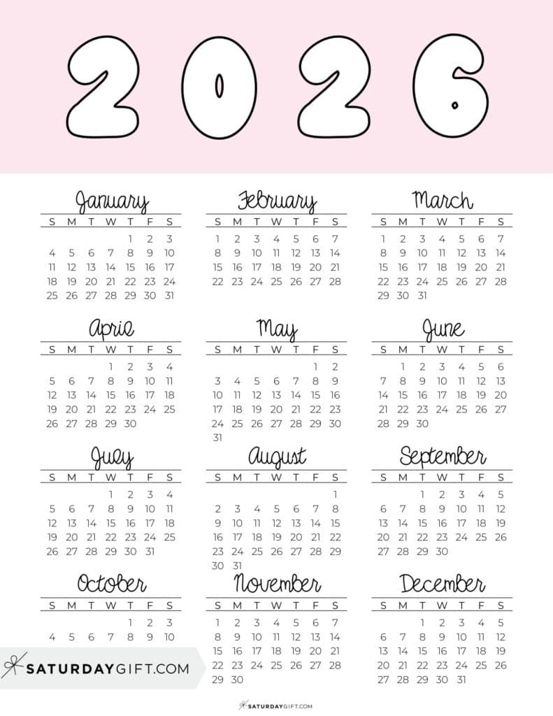 2026 Yearly Calendars - 35 Free Printables pertaining to Calendar For Year 2026