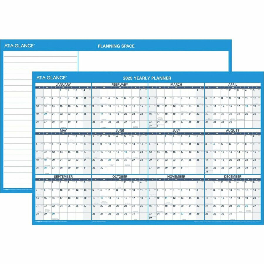 At-A-Glance Horizontal Reversible Erasable Wall Calendar - Large for PPE 2026 Employee Attendance Calendar