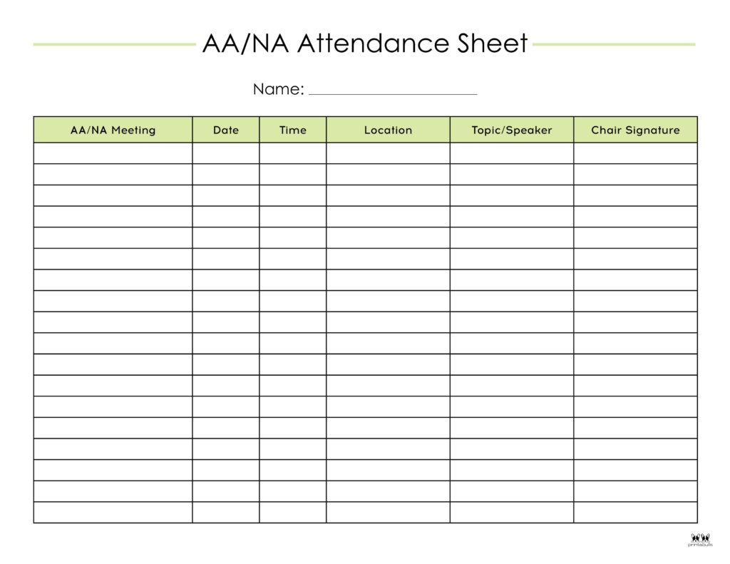 Attendance Sheets - 52 Free Printables | Printabulls for Attendance Sheet August 2026