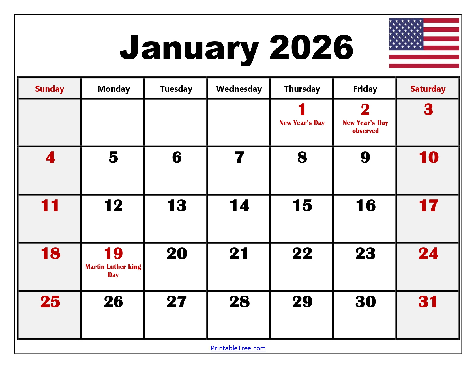 Blank January 2026 Calendar Printable Pdf Templates throughout Free Printable January 2026 Monthly Calendar With Holidays