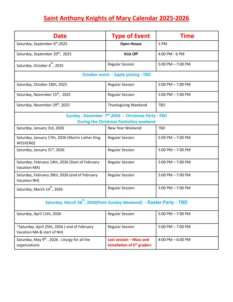 Calendar &amp;amp; Events – St Anthony Maronite Church inside Maronite Liturgical Calendar 2026