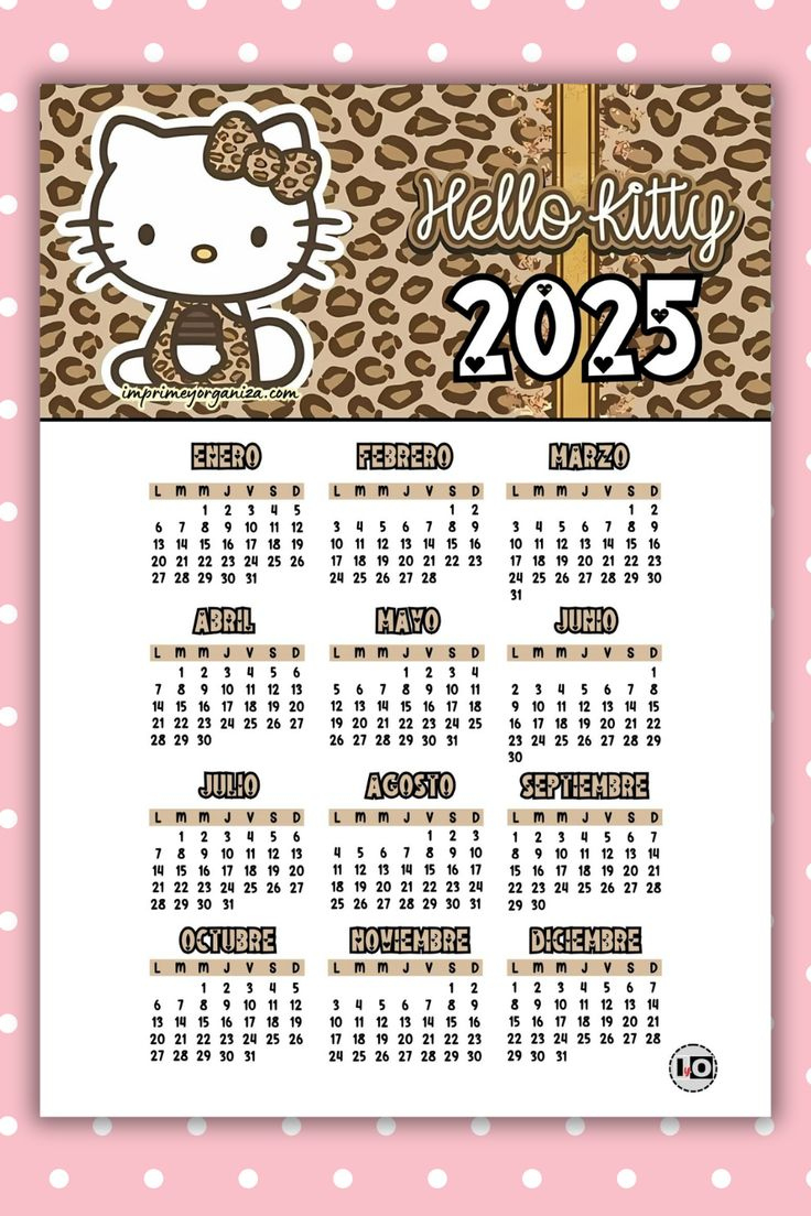Calendario 2025 Hello Kitty Animal Print throughout Hello Kitty December 2025 Calendar