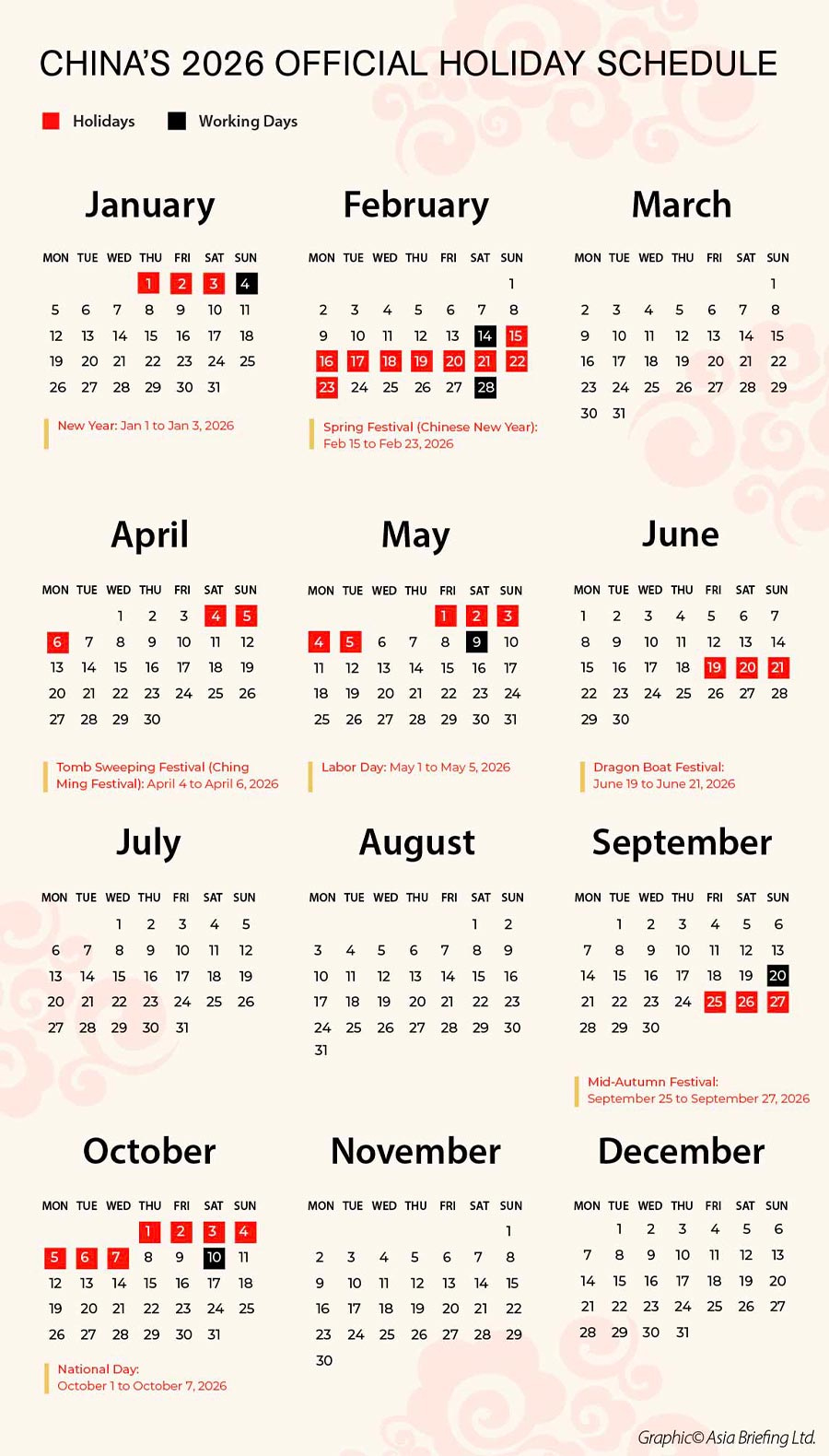 China 2026 Public Holiday Schedule in China Holidays 2026 Calendar