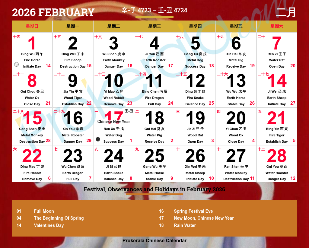 Chinese Calendar 2026, February | 十一月 2026 with Cny 2026 Chinese Calendar