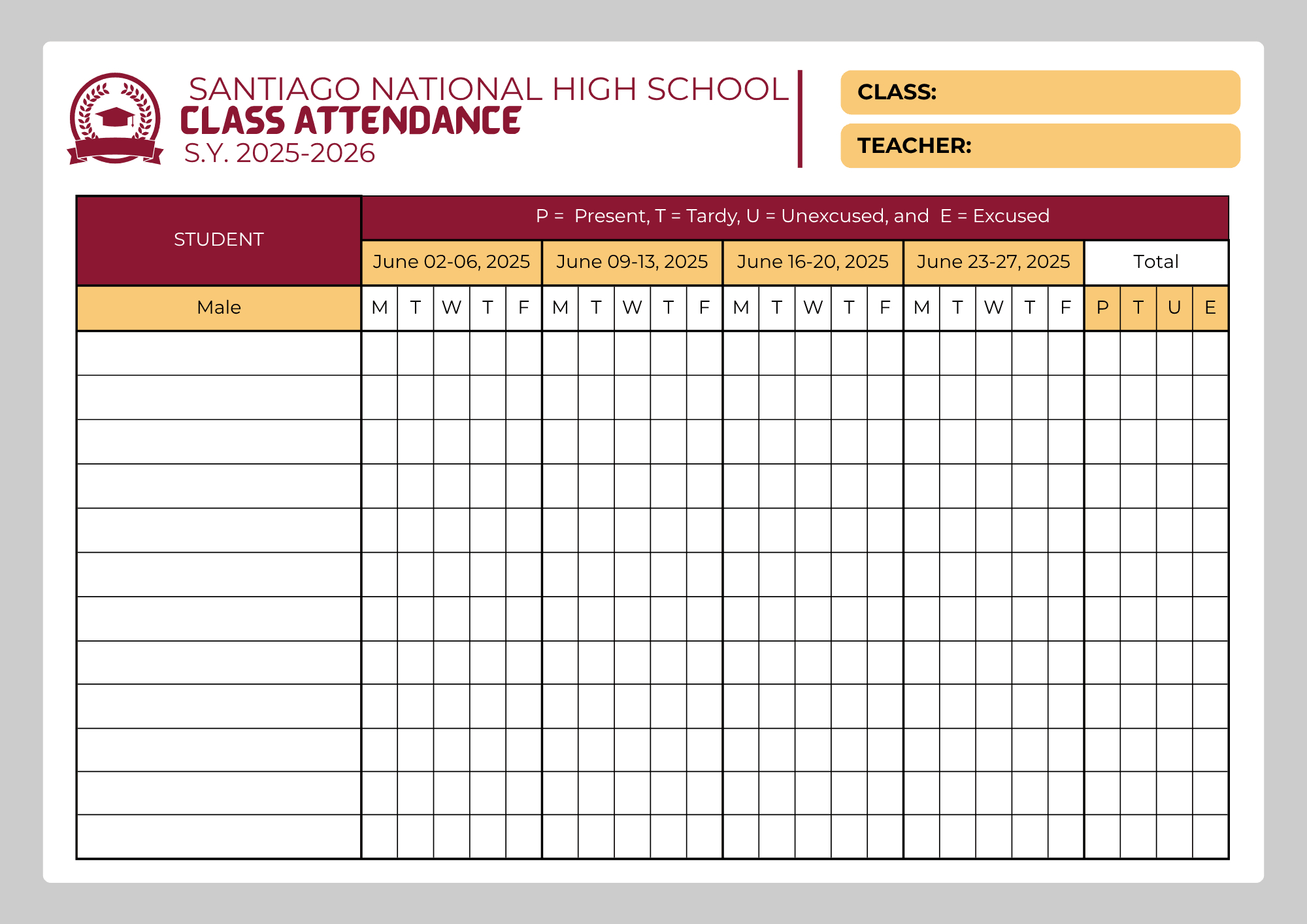 Class Attendance For Beginner Teachers/ Adviser regarding National School Attendance 2026