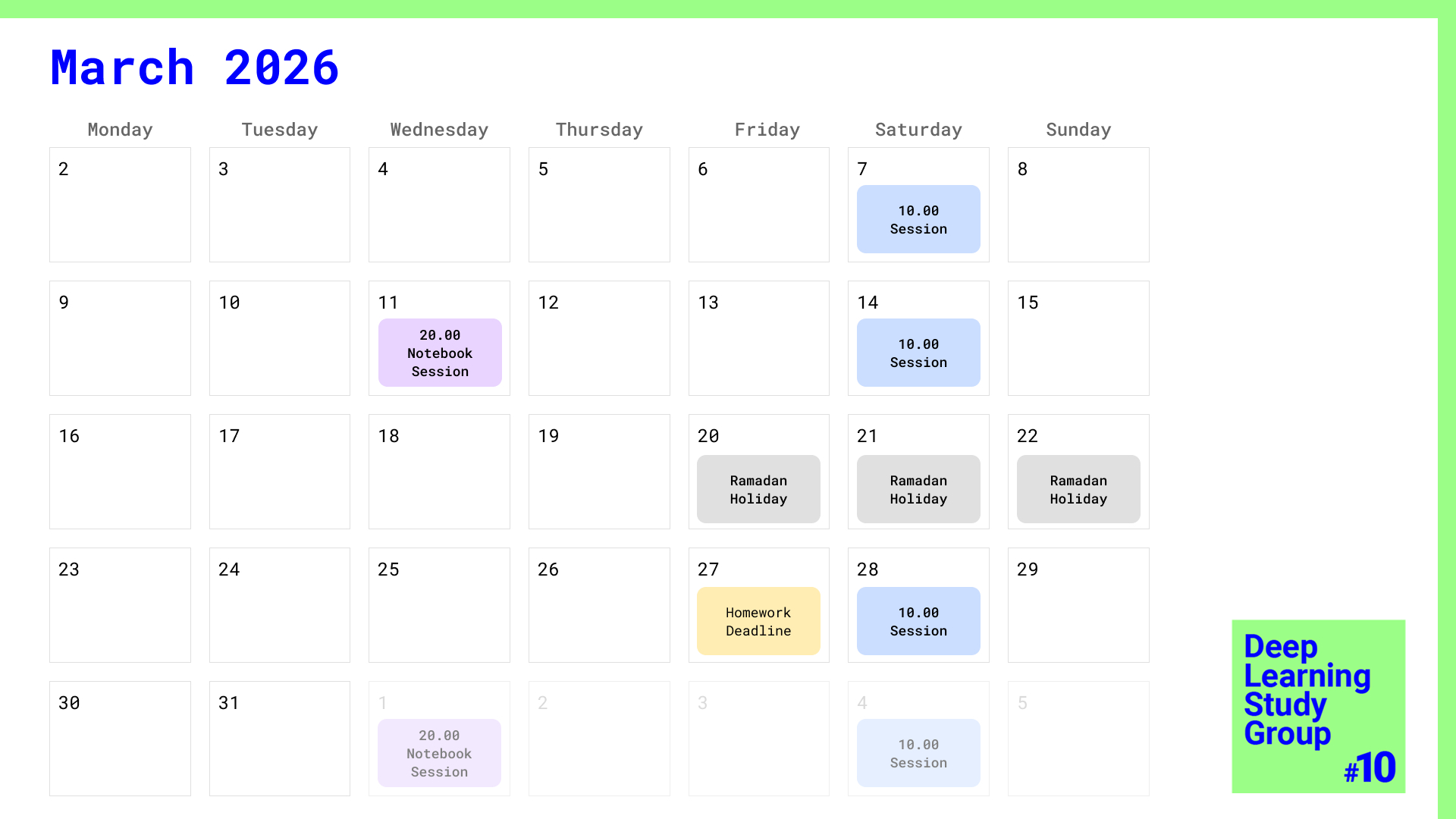 Deep Learning Study Group #10 — Inzva regarding Attendance of March 2026