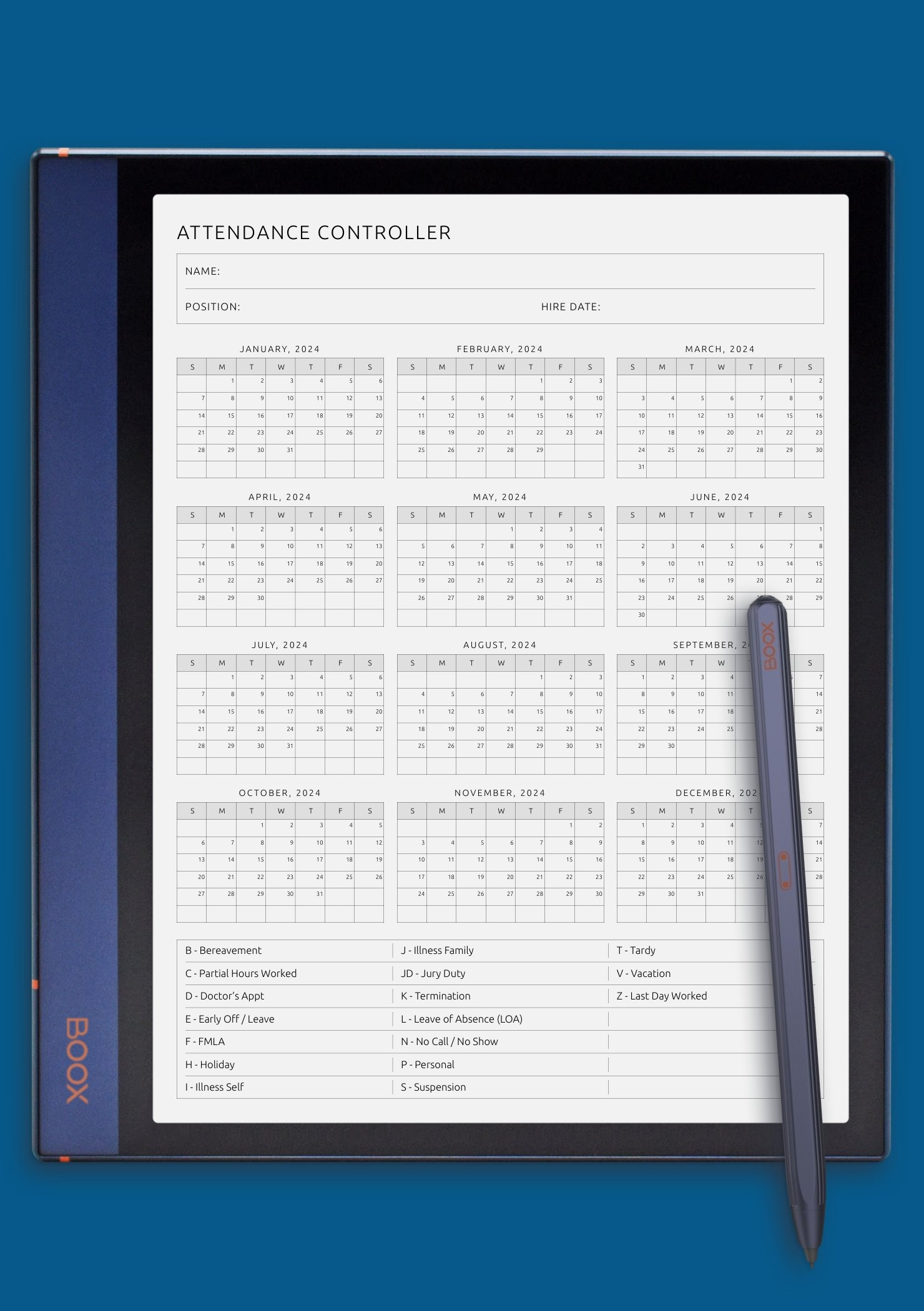 Download Printable Attendance Controller Template Pdf intended for Attendance Controller 2026 Printable