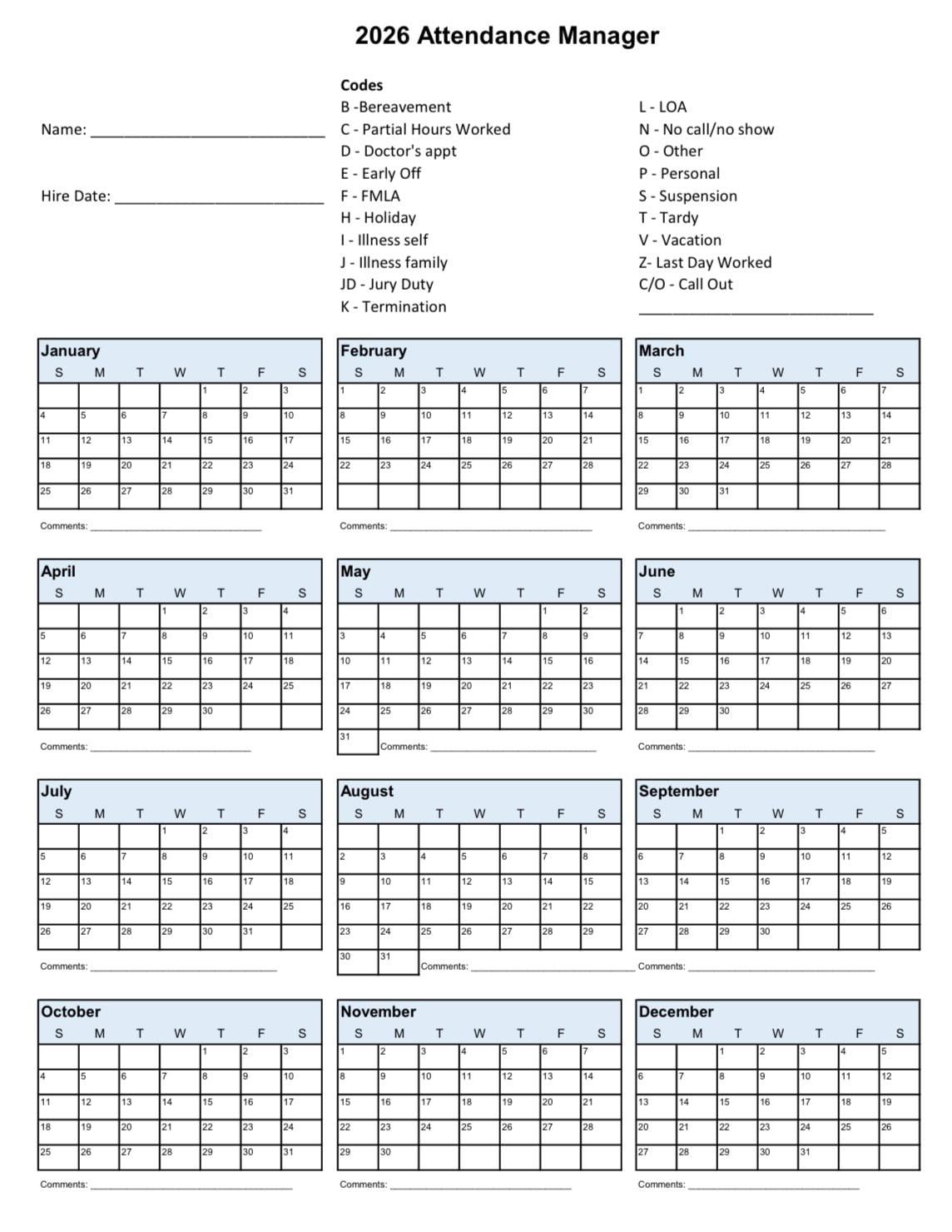 Employee Attendance - Etsy Canada throughout Staff Attendance For January 2026