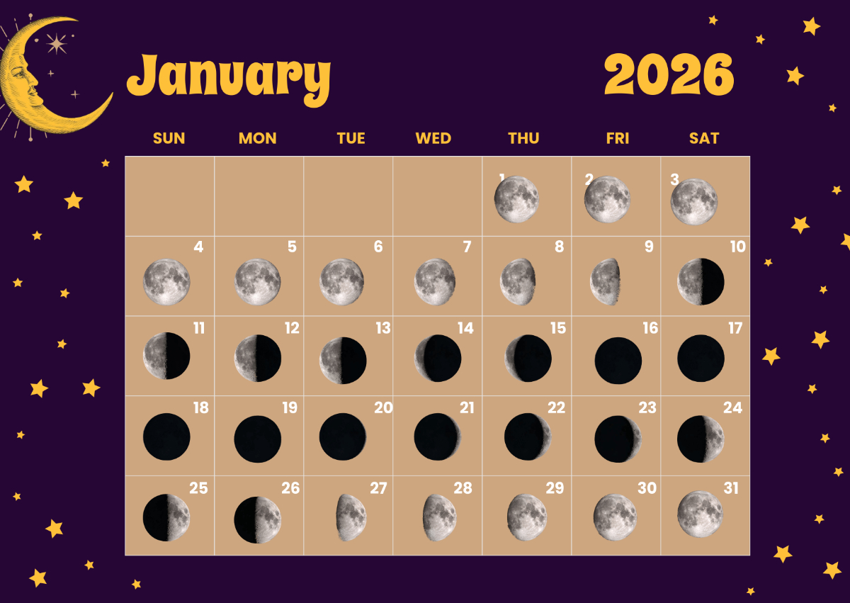 Free January 2026 Moon Calendar Template To Edit Online in Moon Phase Calendar 2026 Usa