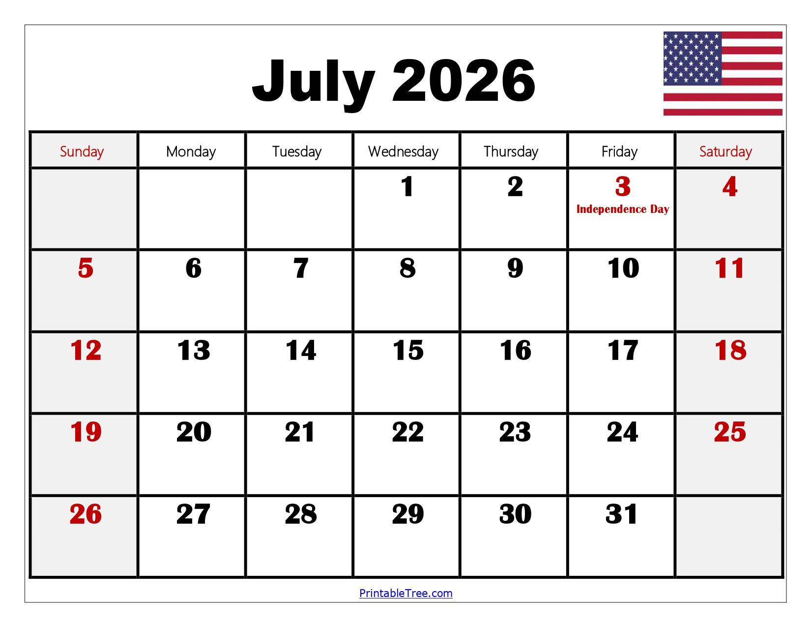 Free July 2026 Calendar Printable Pdf With Holidays Template with 2026 Julian Calendar With Holidays