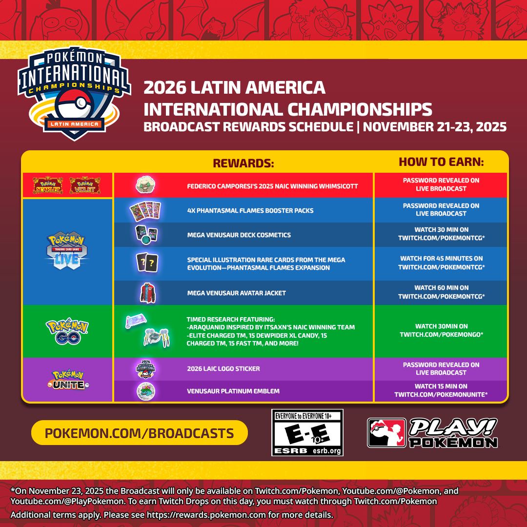Get Rewards During The 2026 Latin America International in Pokemon TCG 2026 Release Calendar