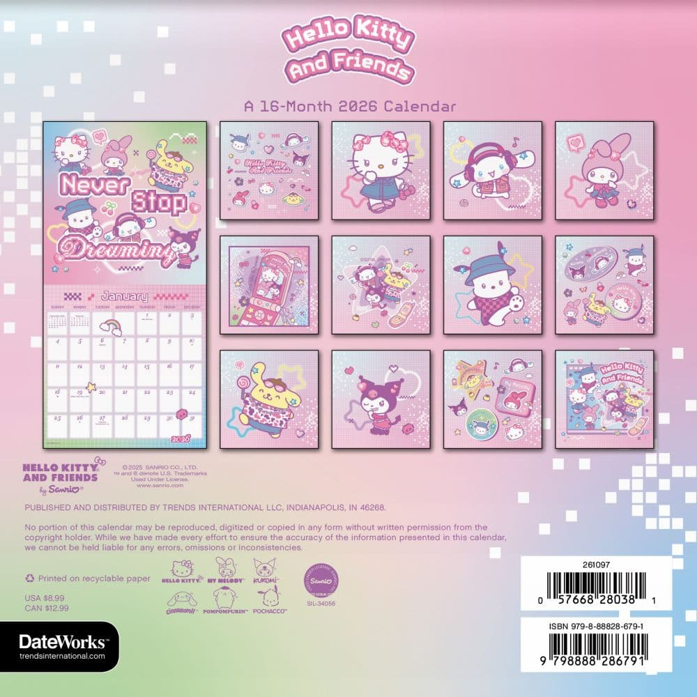 Hello Kitty 2026 Mini Wall Calendar - Calendars regarding Free Printable Hello Kitty Calendar 2026