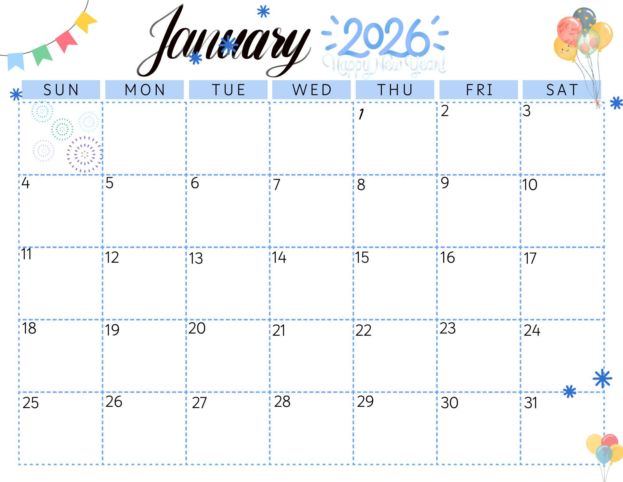 January 2026 Calendar (Digital, Printable) - Etsy Australia with Calendar For January 2026 Australia