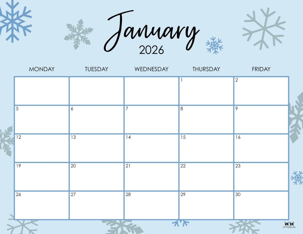 January 2026 Calendars - 123 Free Printables | Printabulls with January 2026 Printable Calendar