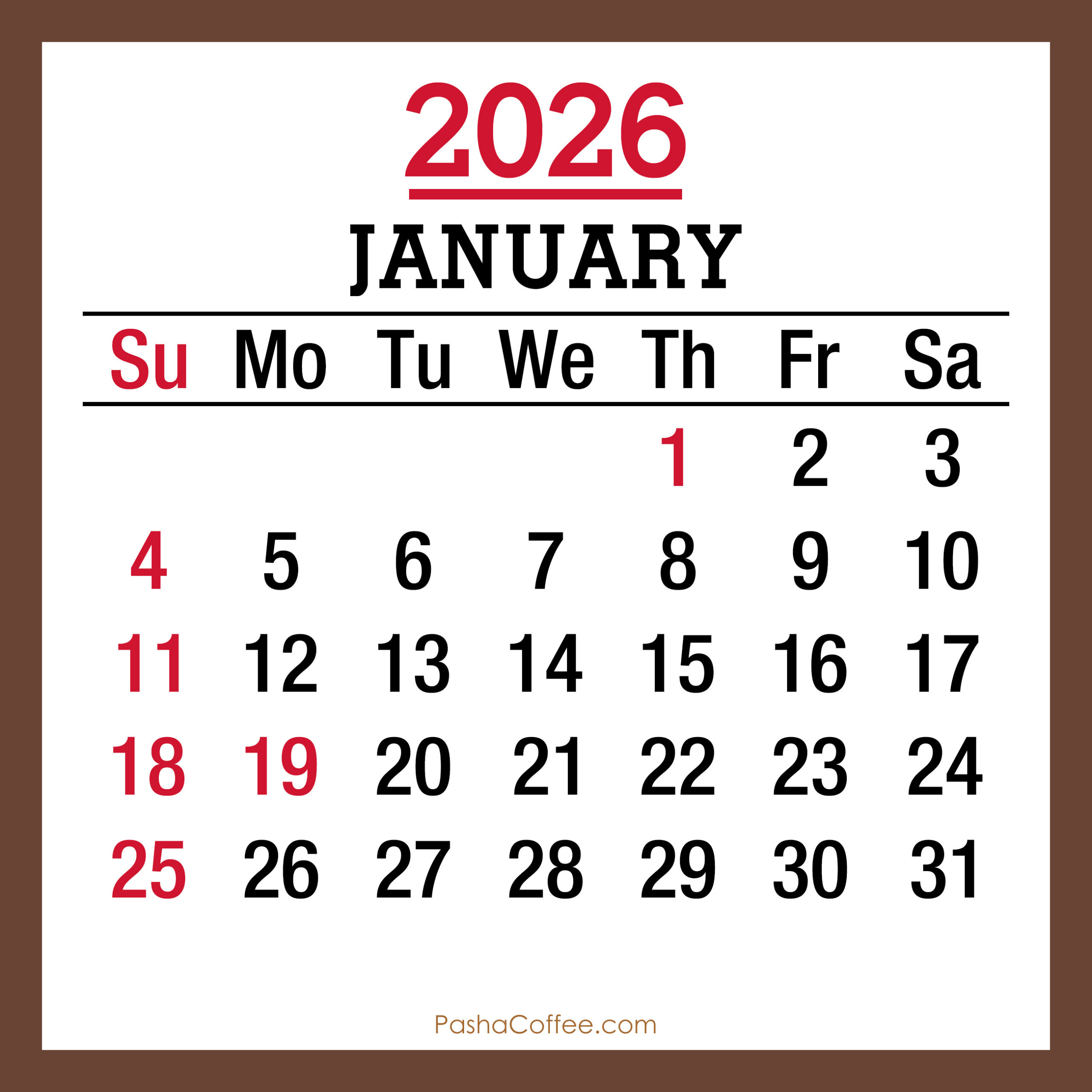 January 2026 Monthly Calendar With Holidays, Printable Free regarding Calendar For January 2026 With Holidays