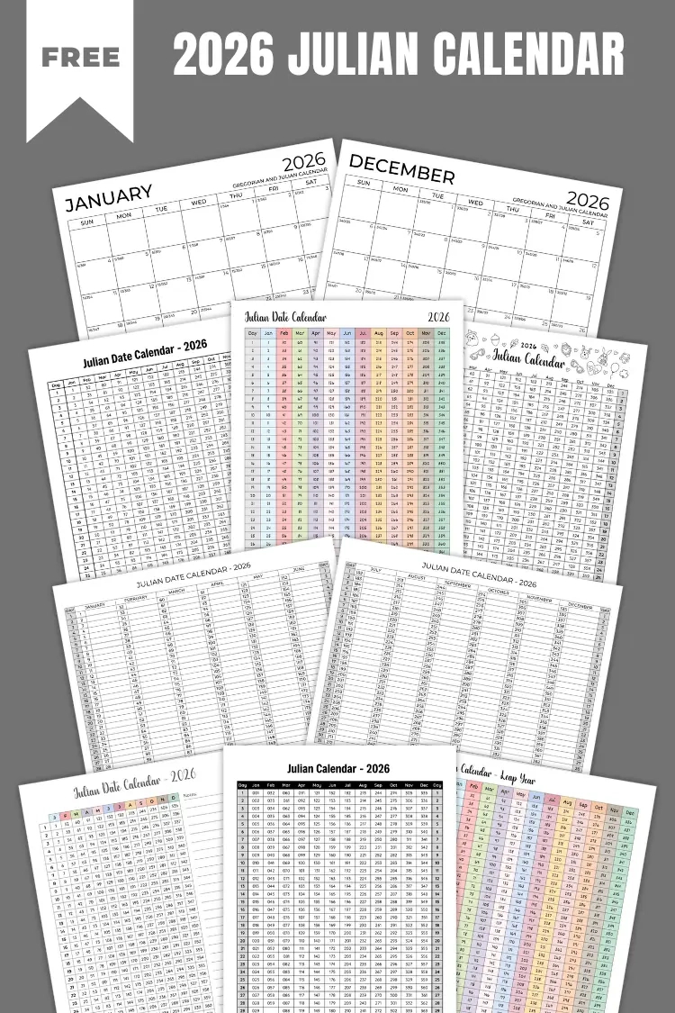 Julian Calendar 2026 | Free Pdf Printables throughout Julian Date Calendar 2026 - 2027