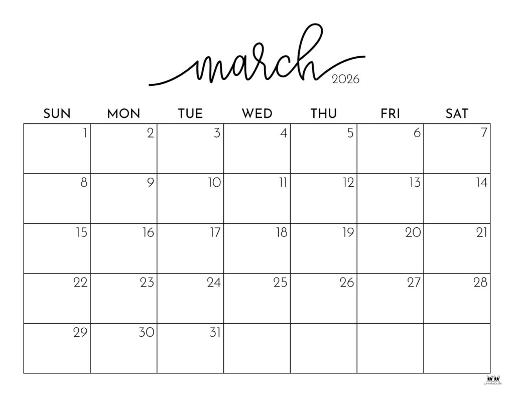 March 2026 Calendars - 123 Free Printables | Printabulls within Printable Calendar January February March 2026
