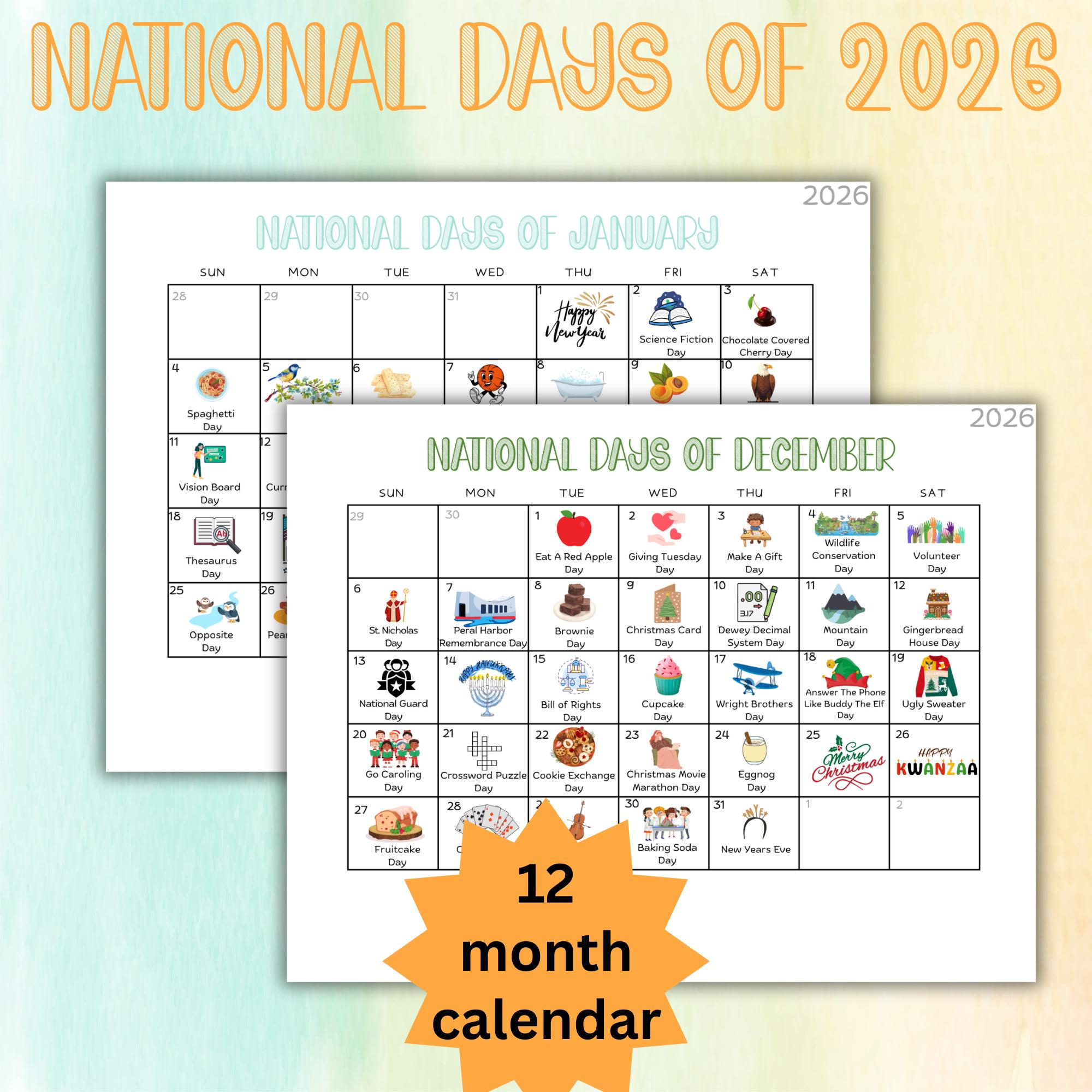 Nationale Tage Lehrmittel Vorschule Lehrer Kalender Klassenzimmer regarding National Day Calendar January 2026