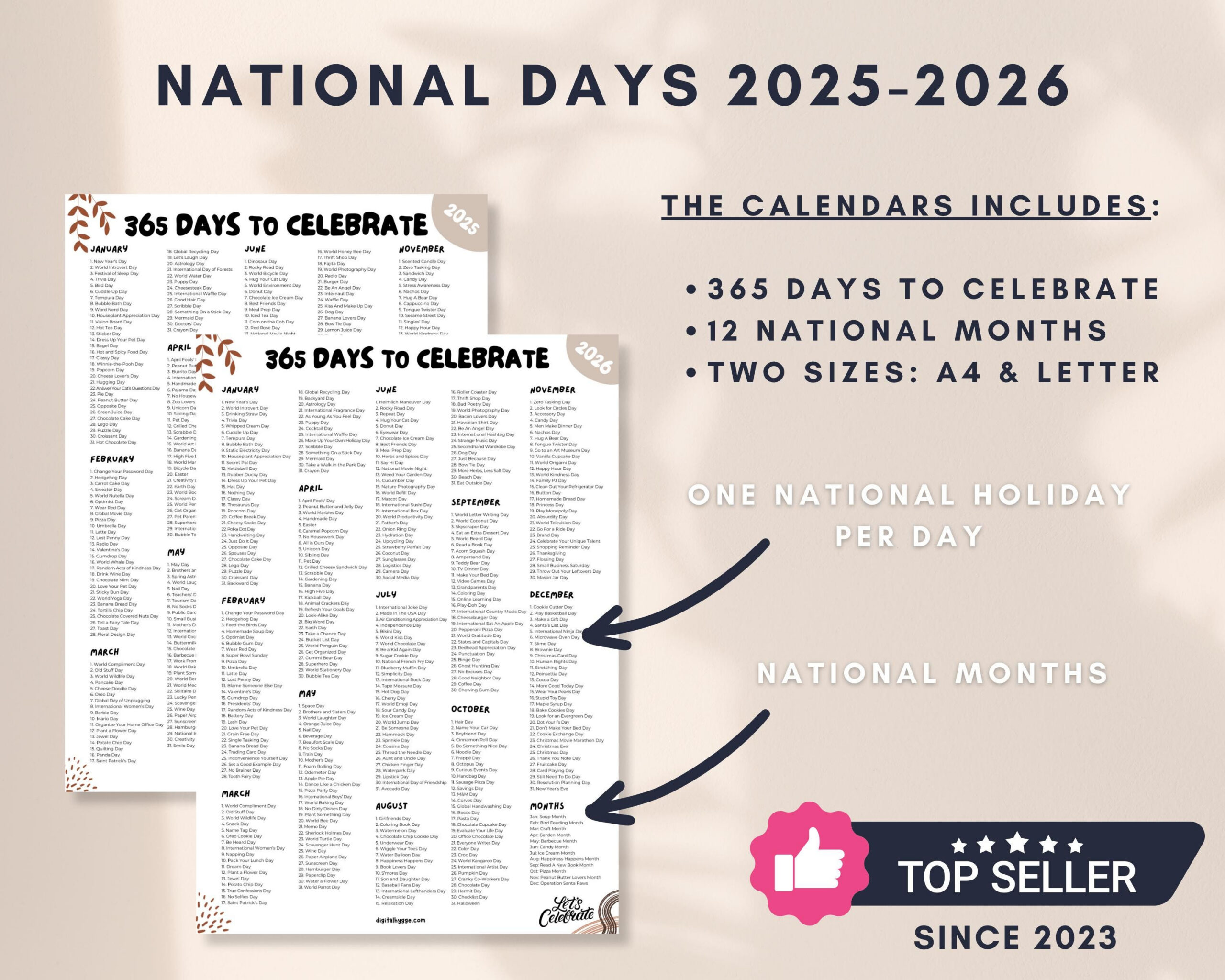 Nationalfeiertage-Kalender 2025-2026: Social Media Inhalt (Pdf for National Day January 2026