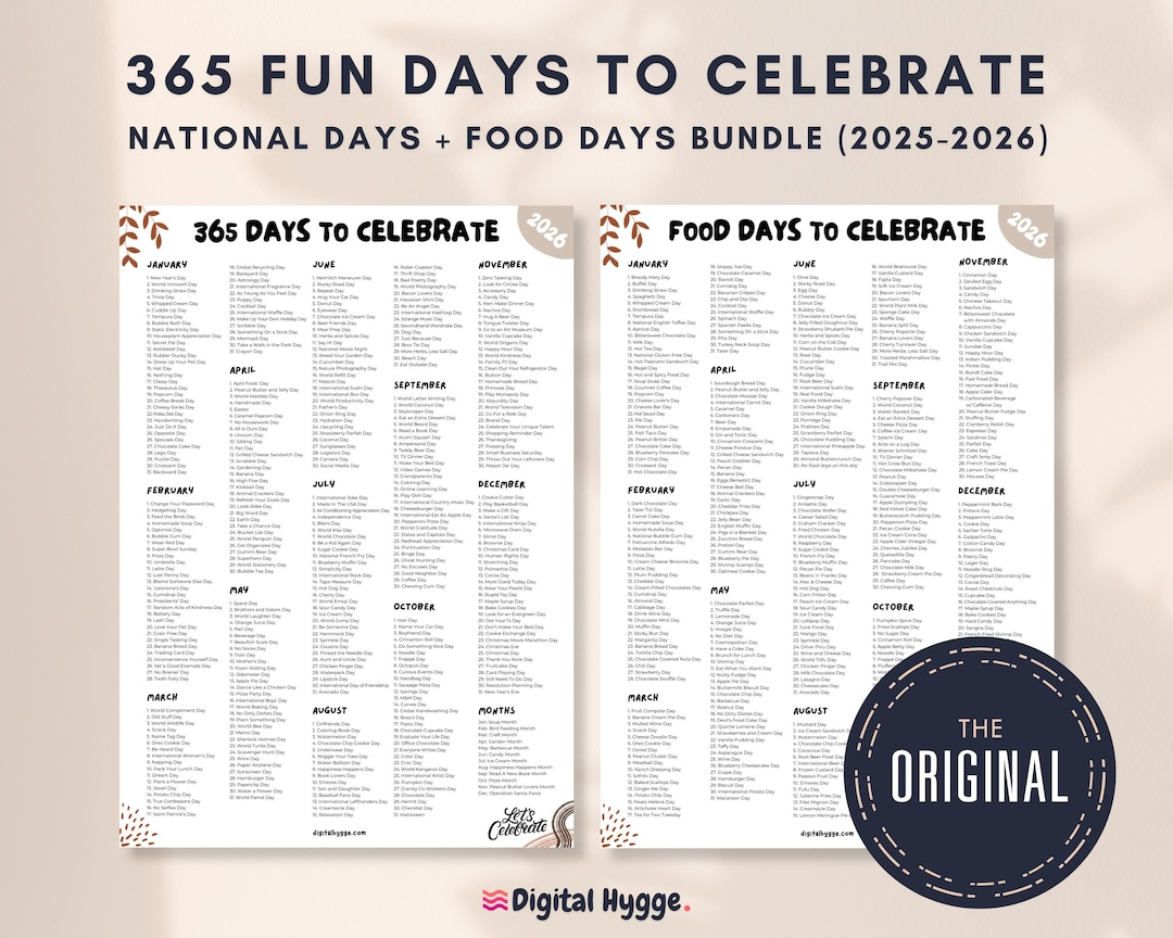 Nationalfeiertage-Kalender 2025-2026: Social Media Inhalt (Pdf within National Food Day Calendar 2026