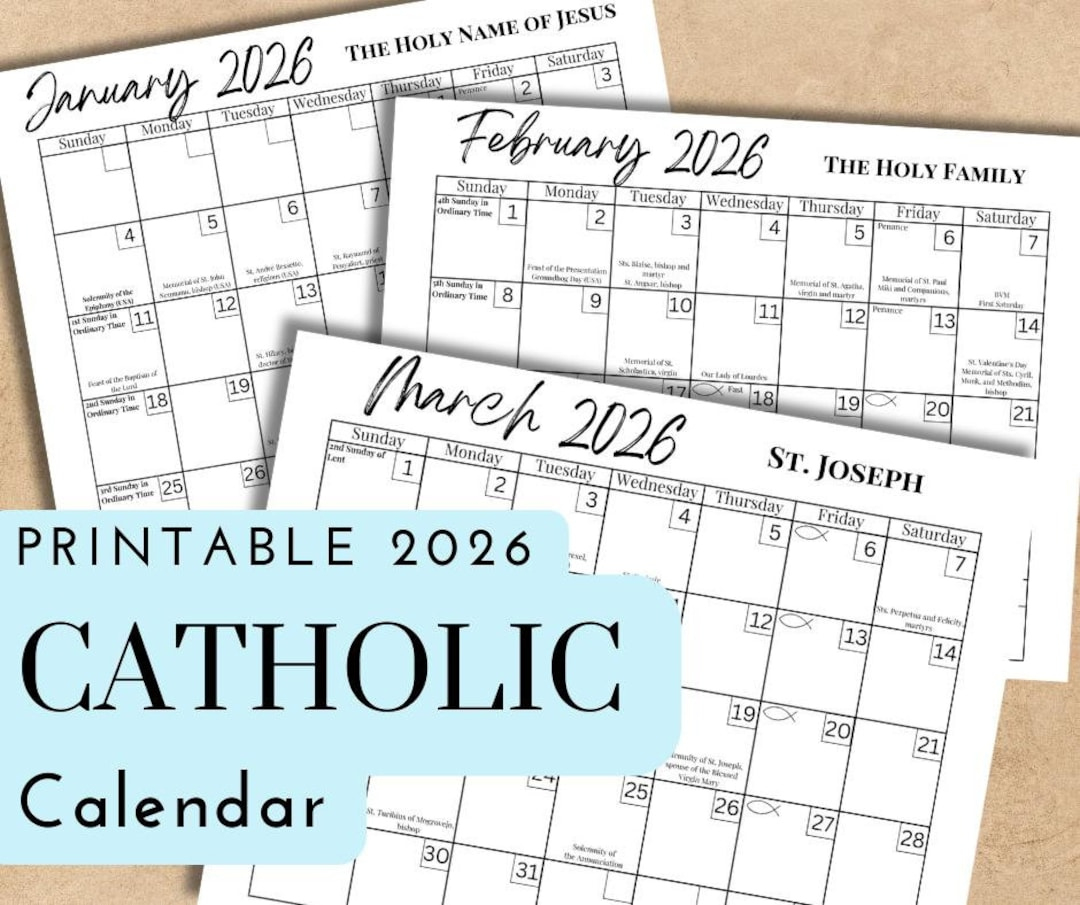 Printable 2026 Catholic Calendar | Liturgical Planner With Feast pertaining to Catholic Calendar 2026 Calendar Printable