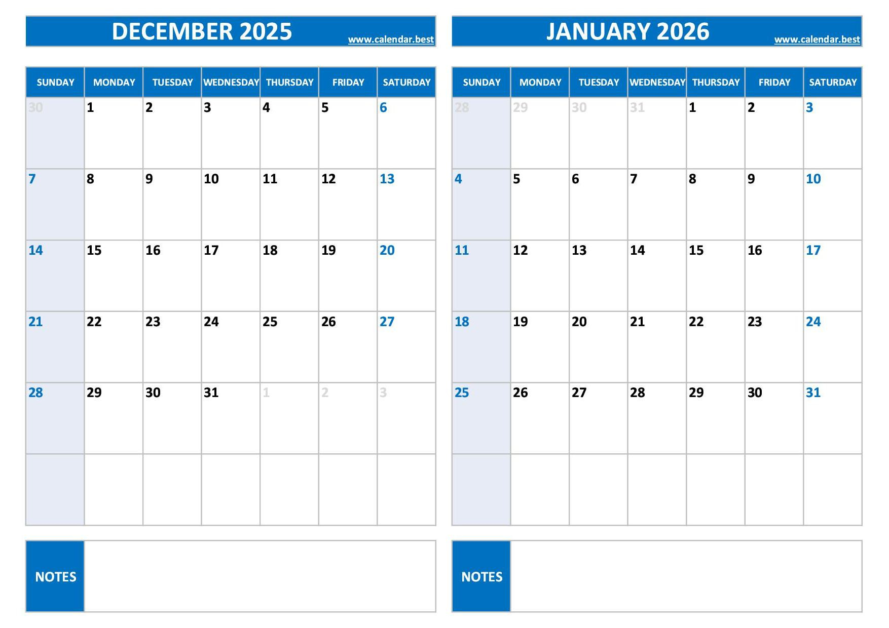 Printable December 2025 And January 2026 Calendar - Free Pdf & Jpg intended for December 2025 - January 2026 Calendar Printable