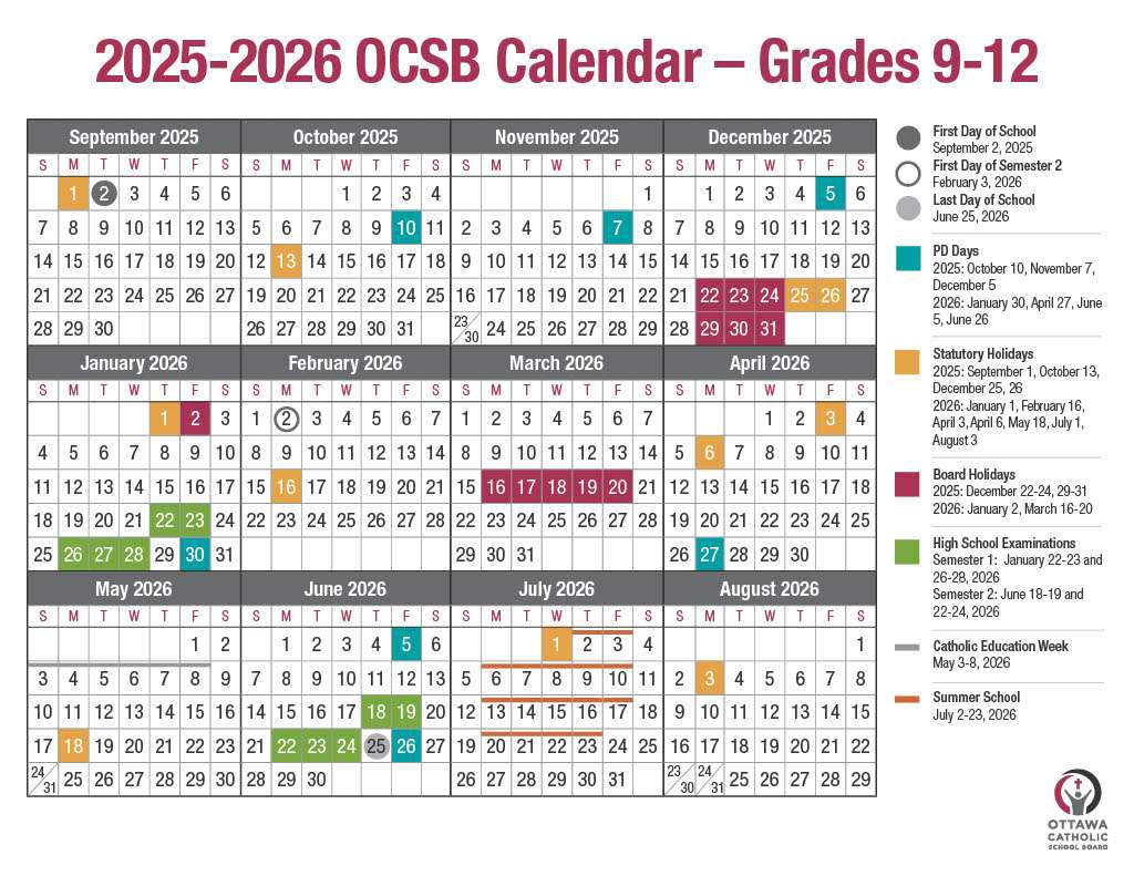 What Parents Need To Know At The Start Of The School Year – The in Ottawa Catholic School Board Calendar 2026