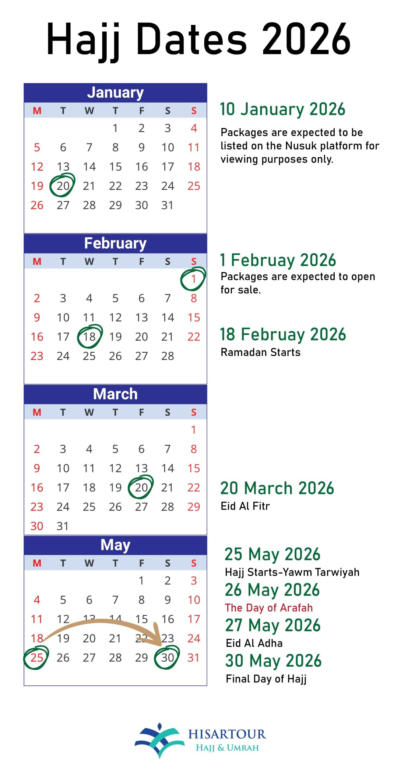 When Is Hajj 2026? Arafah Day, Eid Al-Adha 2026 Dates intended for Islamic Calendar 2026 Mauritius